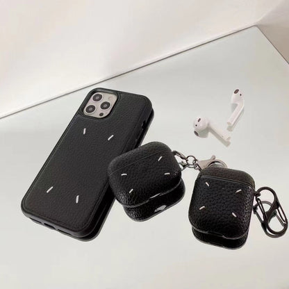 Кожаный чехол для Airpods черный