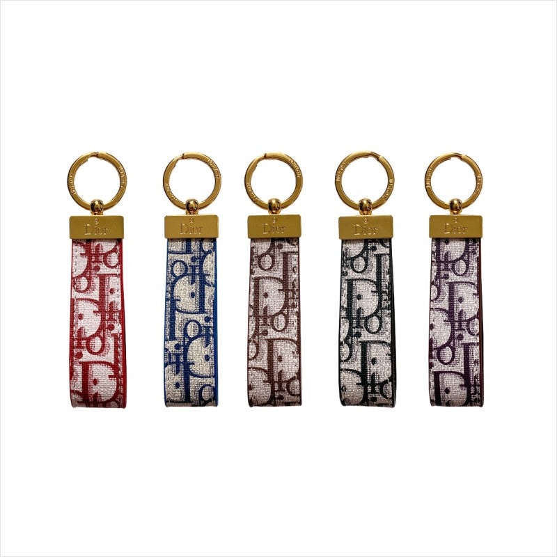 Elegant CD-Inspired Keychain Strap with Gold Accent