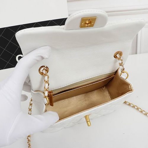 Chanel Mini Classic Lambskin Pearl Crush Flap Crossbody Bag