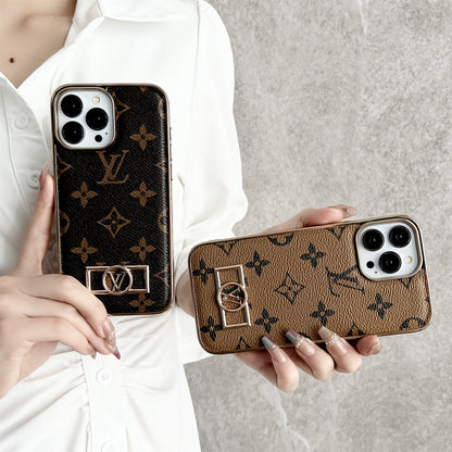 MONOGRAM CANVAS LEATHER PREMIUM ELECTROPLATING FOR IPHONE