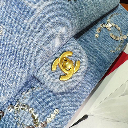 Chanel Denim CC Sequined Double Flap Bag