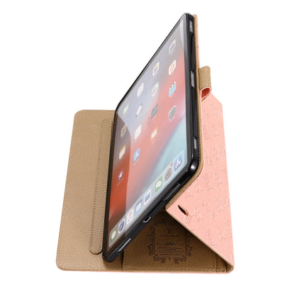 3D Embossed Canvas Monogram Holster Apple iPad Flip Cover With Stand Function