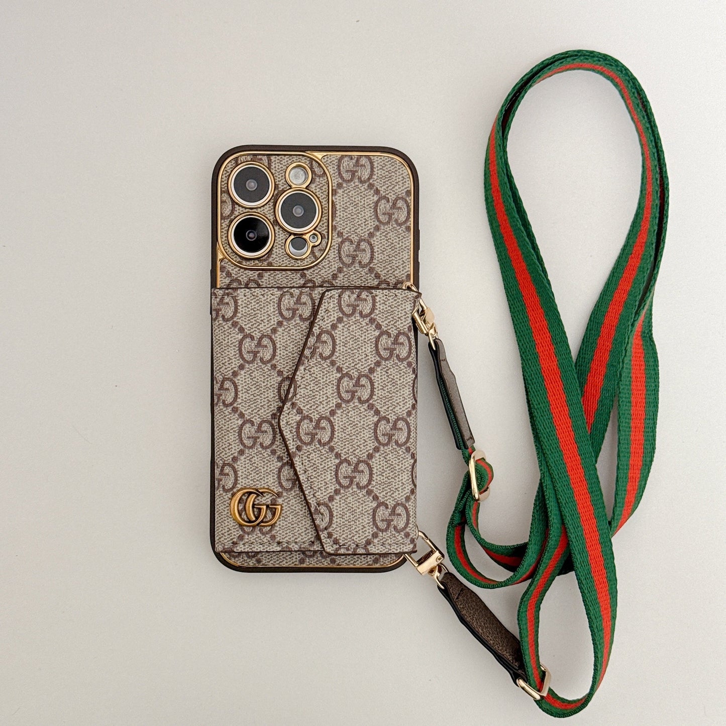 Luxury Monogram Canvas Leather Card Holder iPhone Case