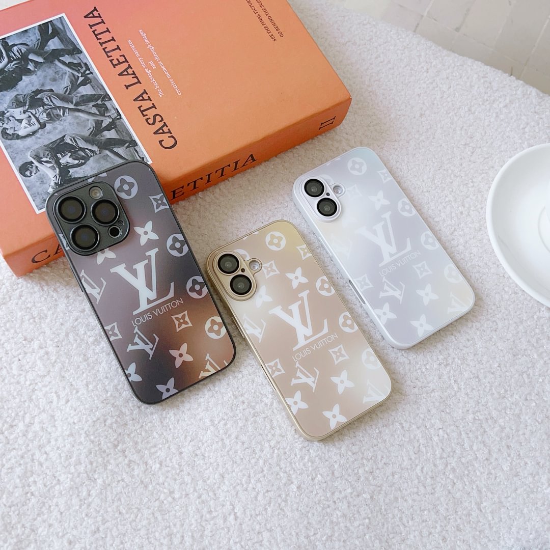 Luxury Monogram Frosted AG Glass Back Cover For iPhone 16 15 14