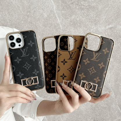 MONOGRAM CANVAS LEATHER PREMIUM ELECTROPLATING FOR IPHONE