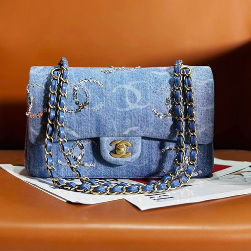 Chanel Denim CC Sequined Double Flap Bag