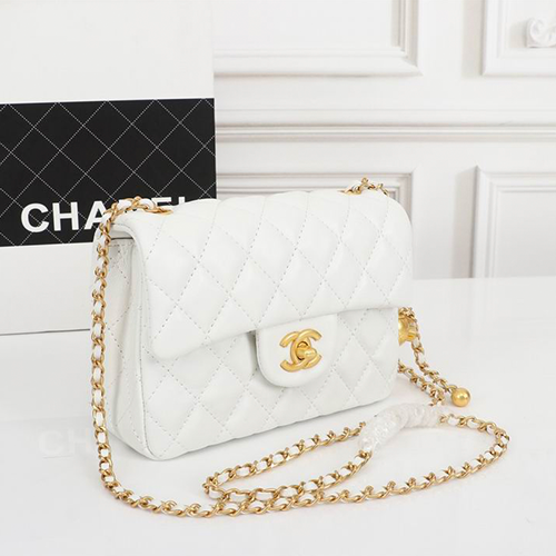 Chanel Mini Classic Lambskin Pearl Crush Flap Crossbody Bag