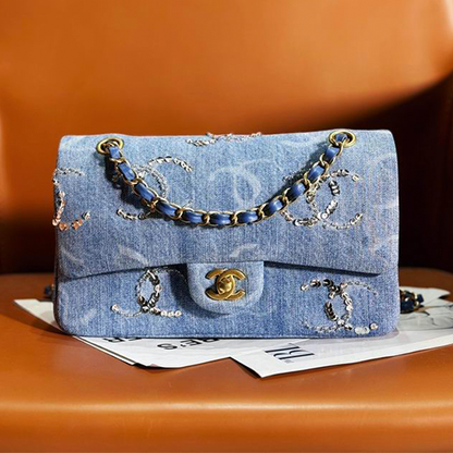 Chanel Denim CC Sequined Double Flap Bag