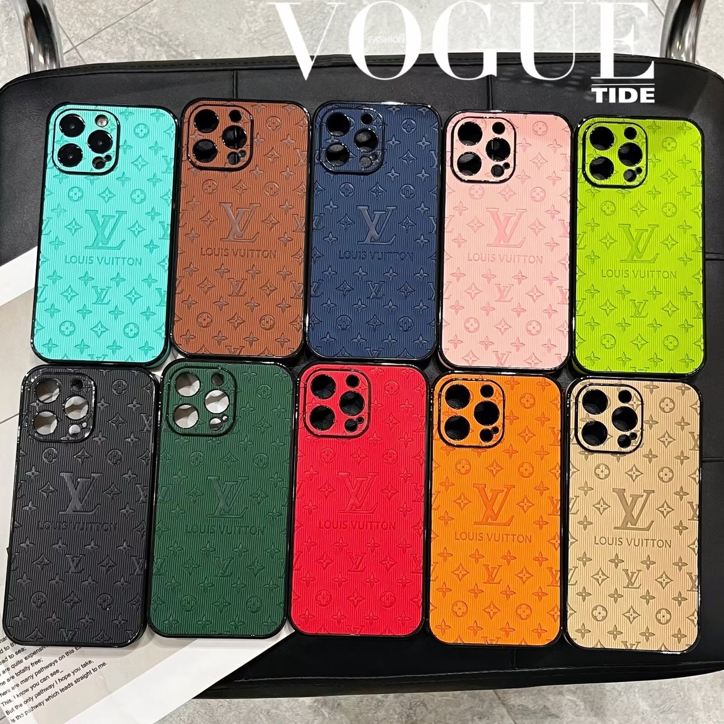 3D Monogram Embossed Leather  Case for iPhone