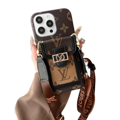 Luxury DAUPHINE LEATHER MONOGRAM CROSSBODY IPHONE CASE