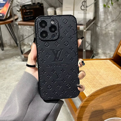 3D Monogram Embossed Leather  Case for iPhone