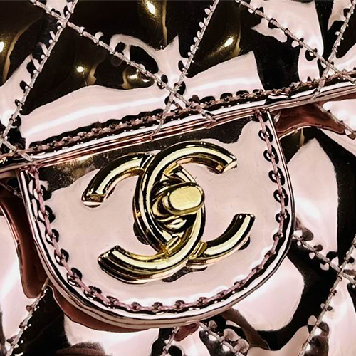 Chanel Star Coin Purse In Mirror Metallic Calfskin