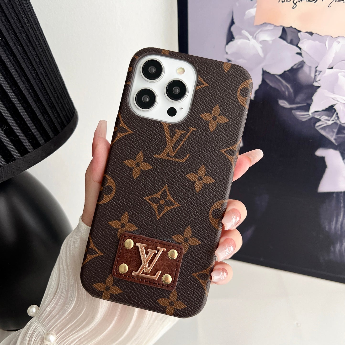 MONOGRAM LEATHER PC HARD BACK CASE FOR IPHONE