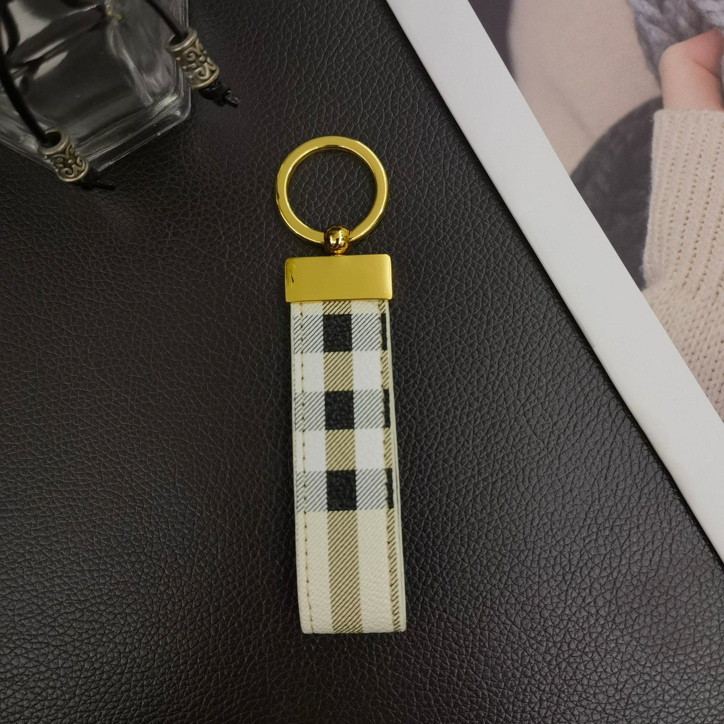 Classic BUR-Inspired Keychain Strap with Gold Accent