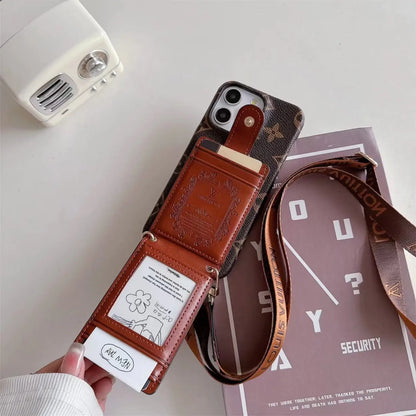 luxury iPhone Case Card Holder Detachable Lanyard