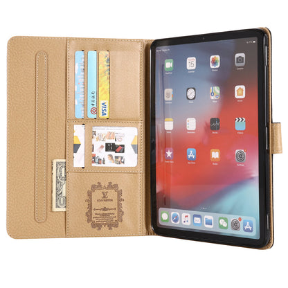 3D Embossed Canvas Monogram Holster Apple iPad Flip Cover With Stand Function