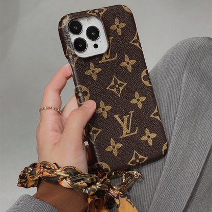 LUXURY CANVAS APPLE IPHONE CASE DETACHABLE SILK SCARF WRISTBAND