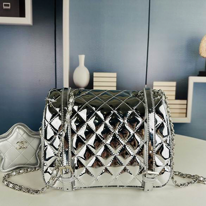 Chanel Star Coin Purse In Mirror Metallic Calfskin