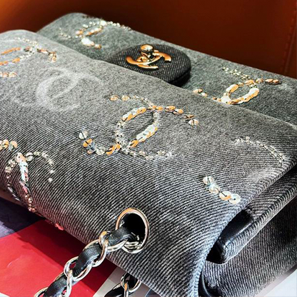 Chanel Denim CC Sequined Double Flap Bag