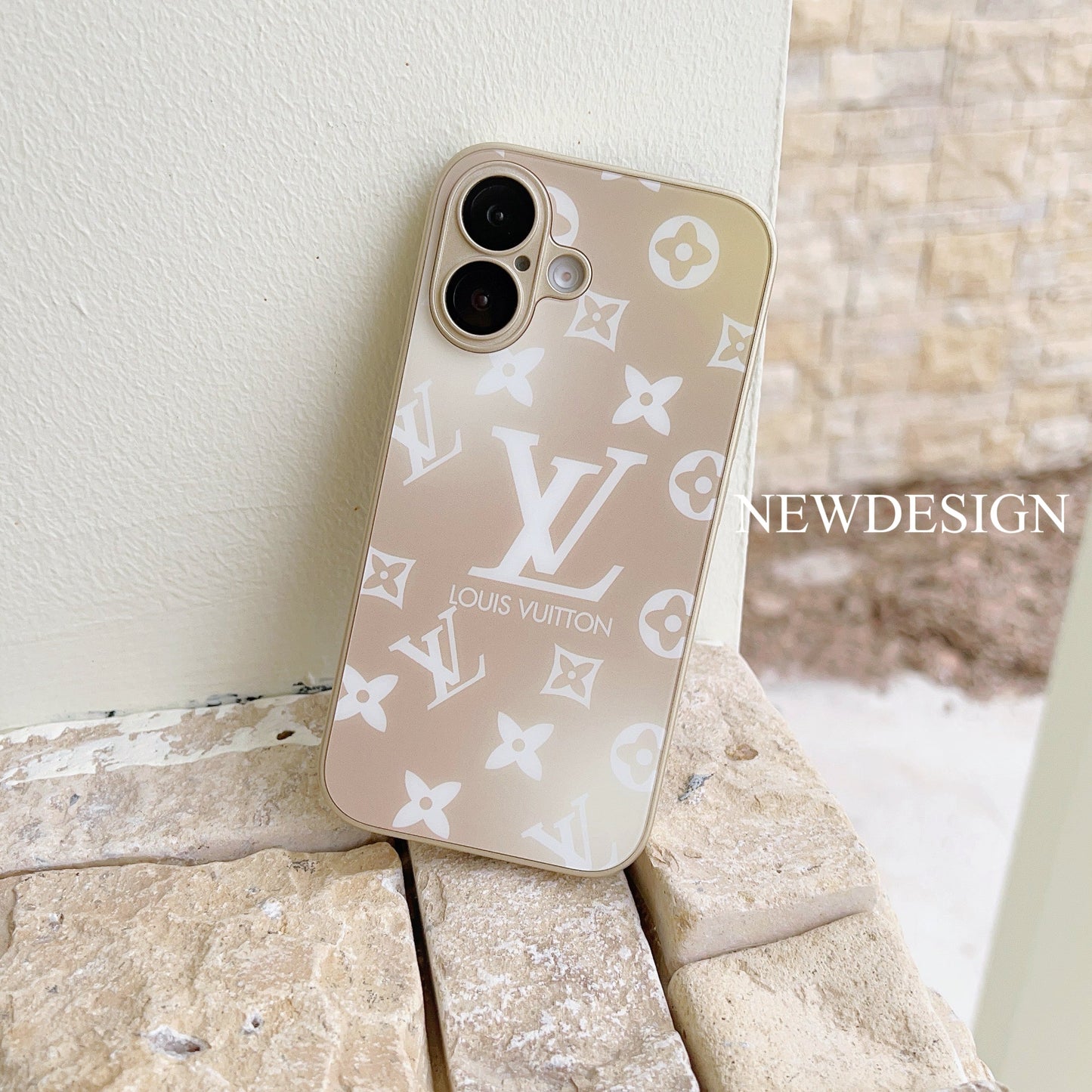 Luxury Monogram Frosted AG Glass Back Cover For iPhone 16 15 14