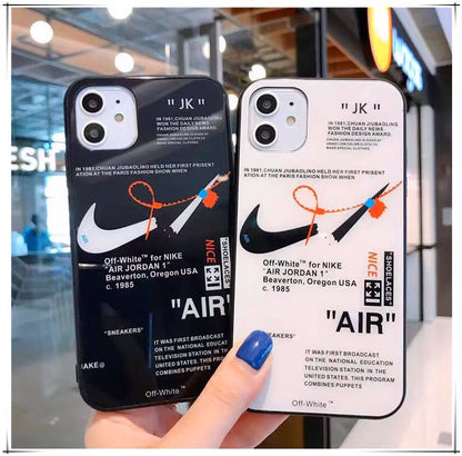 NK OFF White Tempered Glass Fashion Case Cover for iPhone