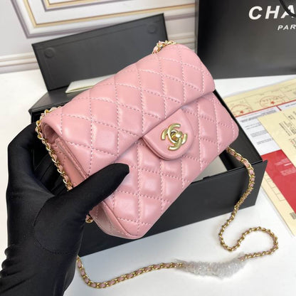 Chanel Mini Classic Lambskin Pearl Crush Flap Crossbody Bag