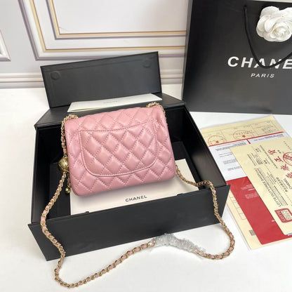 Chanel Mini Classic Lambskin Pearl Crush Flap Crossbody Bag