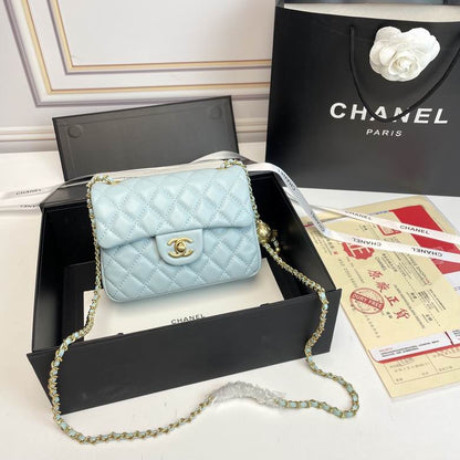 Chanel Mini Classic Lambskin Pearl Crush Flap Crossbody Bag