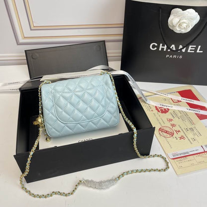 Chanel Mini Classic Lambskin Pearl Crush Flap Crossbody Bag