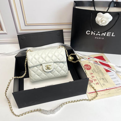 Chanel Mini Classic Lambskin Pearl Crush Flap Crossbody Bag