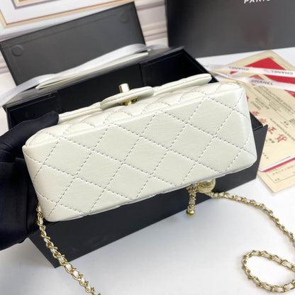 Chanel Mini Classic Lambskin Pearl Crush Flap Crossbody Bag