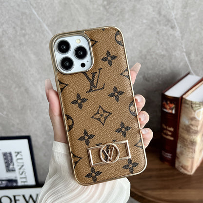 MONOGRAM CANVAS LEATHER PREMIUM ELECTROPLATING FOR IPHONE