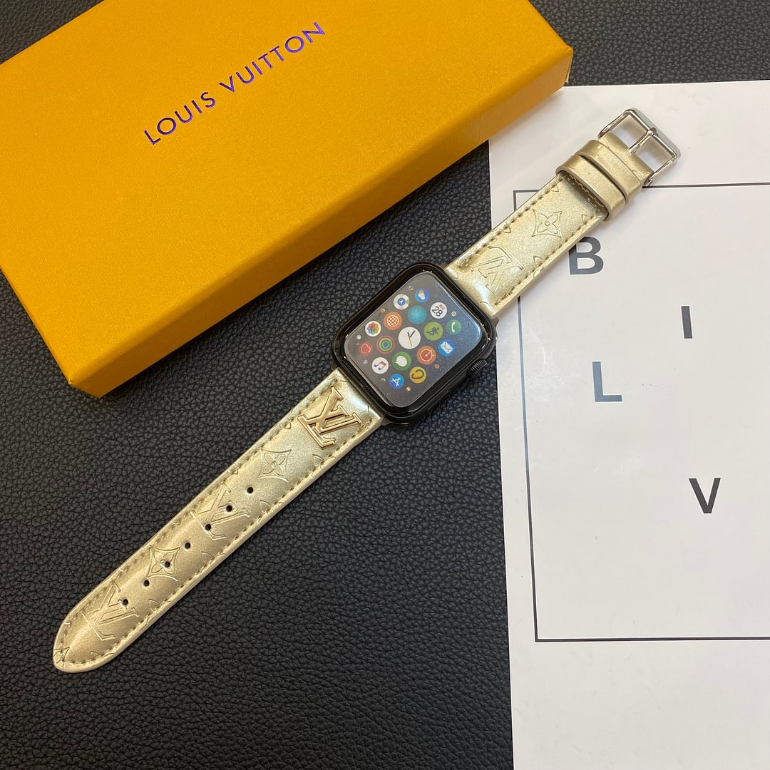 CINTURINO APPLE WATCH IN PELLE LUCIDA LOGO IN METALLO DI LUSSO