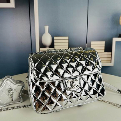 Chanel Star Coin Purse In Mirror Metallic Calfskin