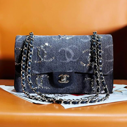 Chanel Denim CC Sequined Double Flap Bag