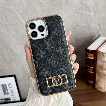 MONOGRAM CANVAS LEATHER PREMIUM ELECTROPLATING FOR IPHONE