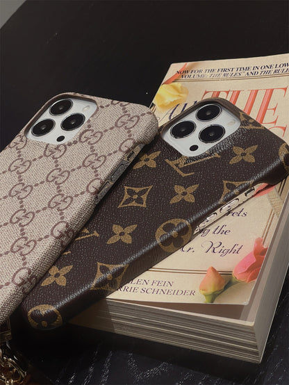 LUXURY CANVAS APPLE IPHONE CASE DETACHABLE SILK SCARF WRISTBAND