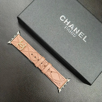 Luxury Gold Monogram 3D Embossed Leather Apple Watch Strap