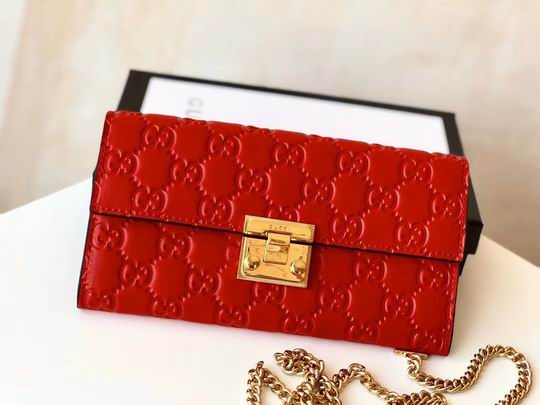 Gucci Padlock Leather Chain Wallet Continental GG Ladies