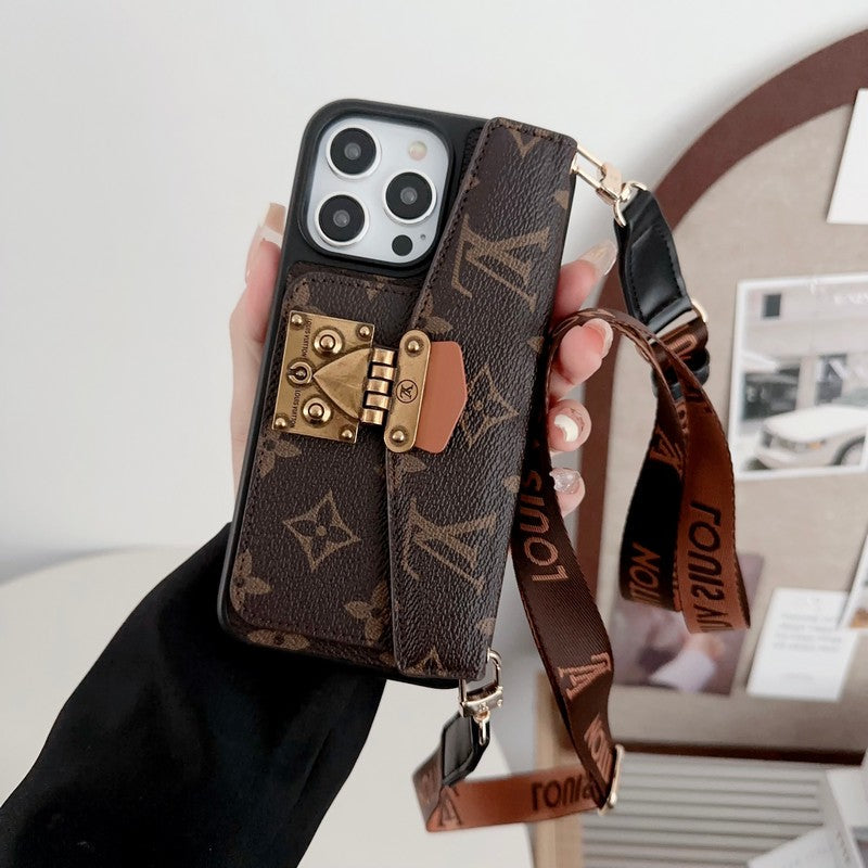 LUXURY LOCK CARD  CROSSBODY CHAIN IPHONE CASE