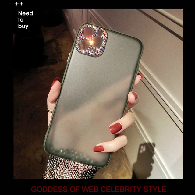 Matte Case  w/ Bling Diamond Camera Protection