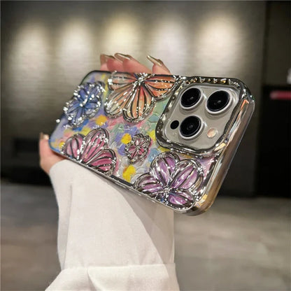 LUXURY PLATING COLOUR FASHION FLOWERS PHONE CASE FOR IPHONE