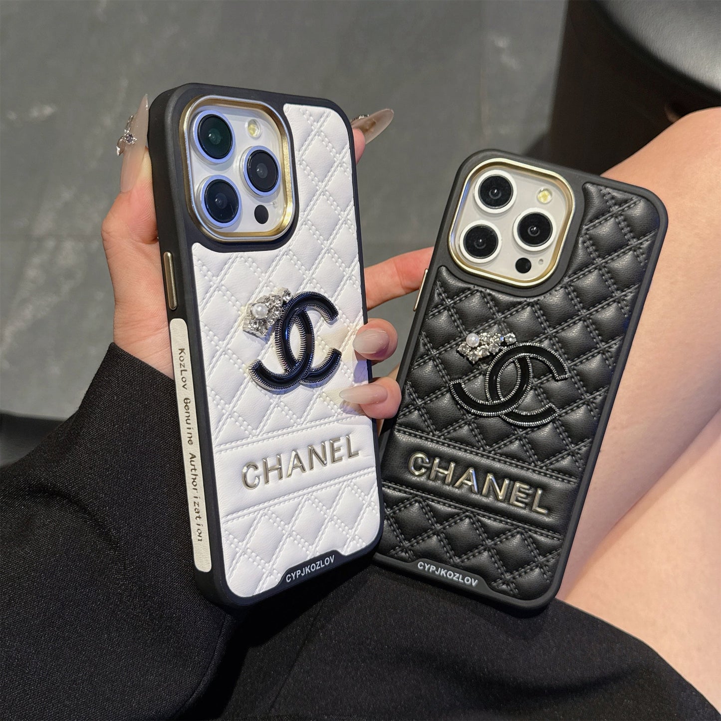 Embossed Chanel Diamond-Quilted Lambskin iPhone Case