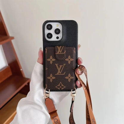 luxury iPhone Case Card Holder Detachable Lanyard