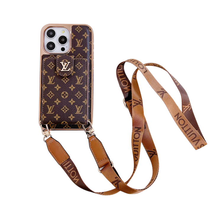 LUXURY ELECTROPLATING MONOGRAM CARD HOLDER CROSSBODY IPHONE CASE