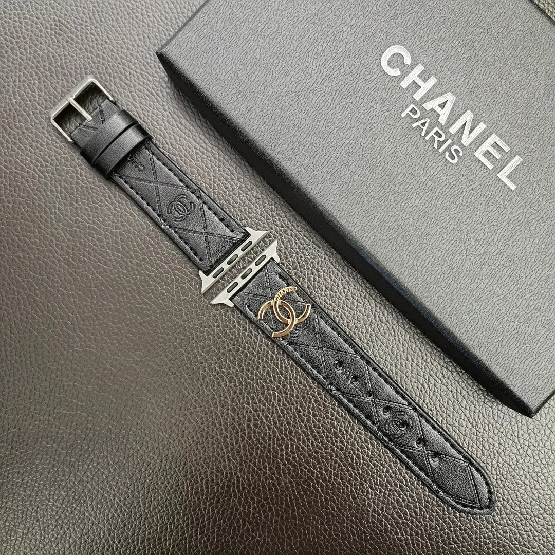 Luxury Gold Monogram 3D Embossed Leather Apple Watch Strap