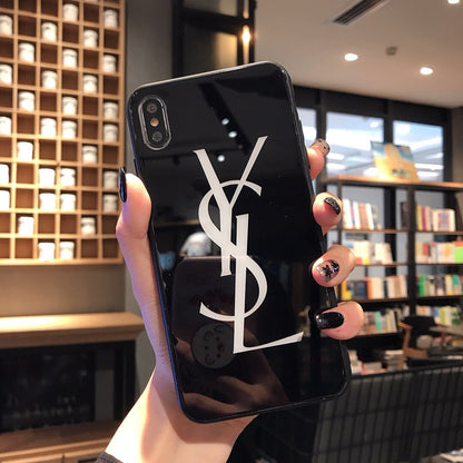 Husa telefon YSL - Protectie din sticla securizata pentru iPhone