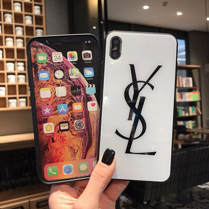 Husa telefon YSL - Protectie din sticla securizata pentru iPhone