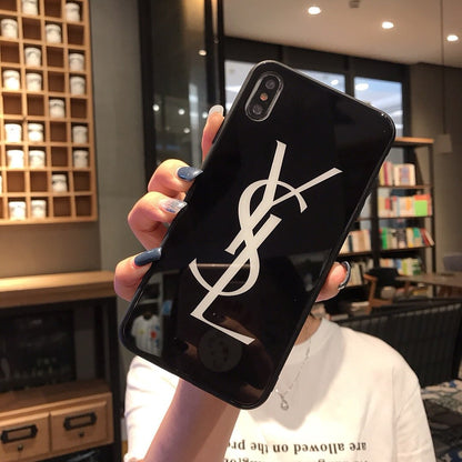 Husa telefon YSL - Protectie din sticla securizata pentru iPhone