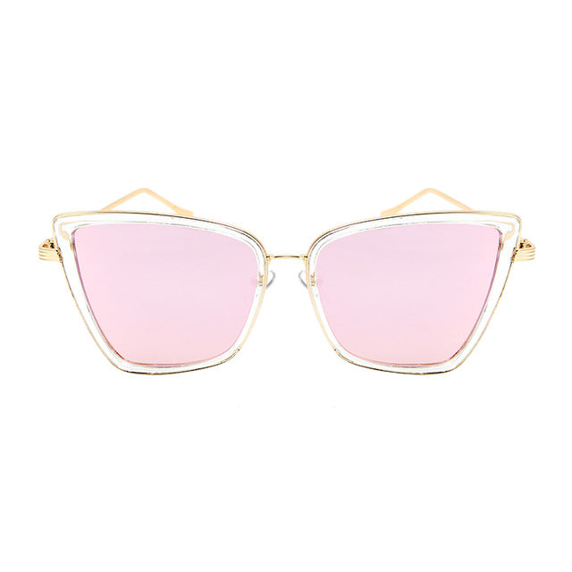 2019 nové značkové sluneční brýle Cateye dámské Vintage kovové brýle pro ženy Zrcadlo Retro Lunette De Soleil Femme UV400